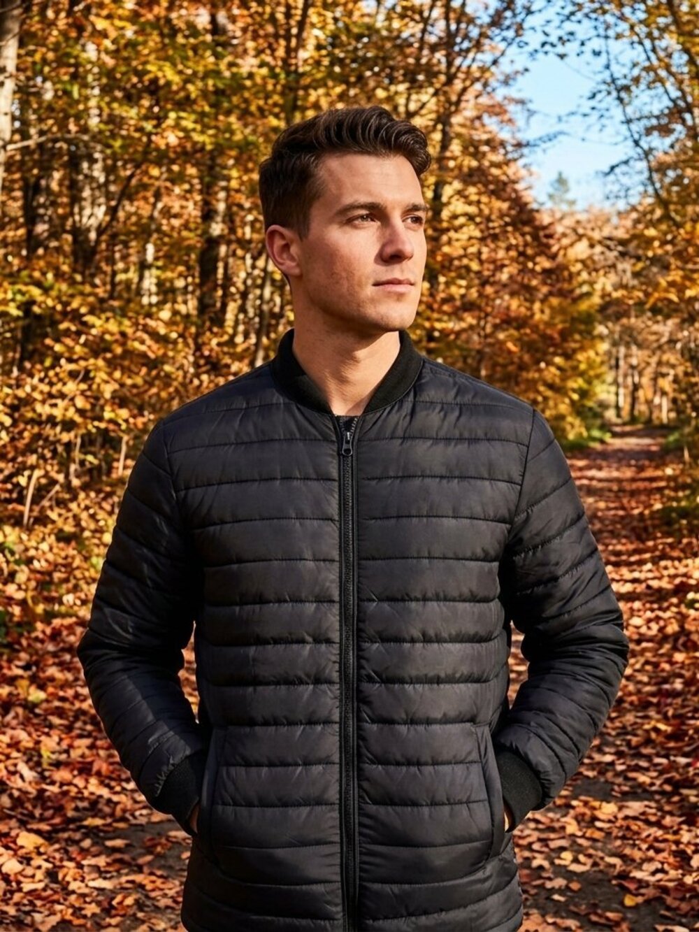 🔥Men's Lightweight Navy Puffer Jacket Size Medium🔥 NEW LIKE CONDITION